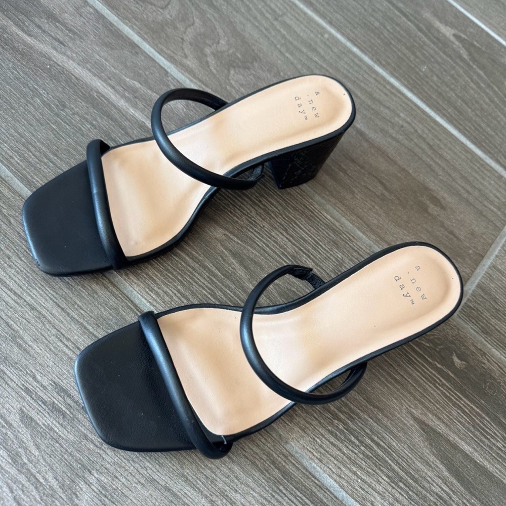 a new day Black Strappy Heels